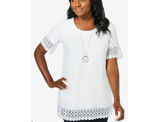 Women's Plus Size Crochet Trim Tunic PSW-5462