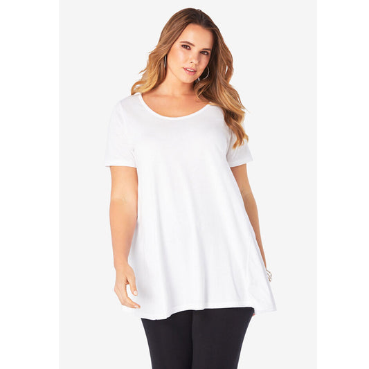 White Scoopneck Swing Ultimate Tunic PSW-8773