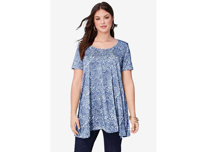 White Swirly Leaves Scoopneck Swing Ultimate Tunic PSW-6967