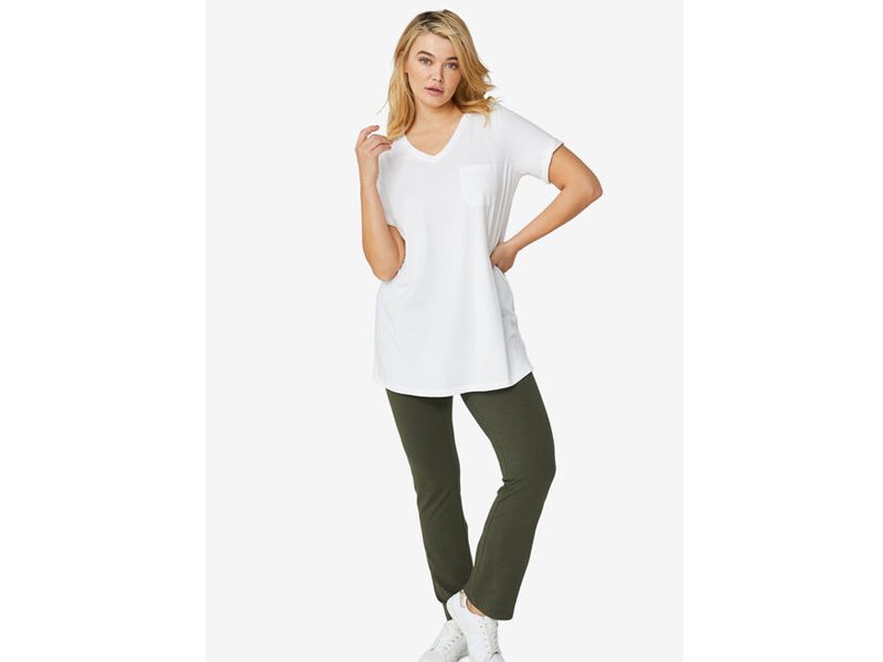 White V Neck A-line Tunic T-Shirt PSW-6505B