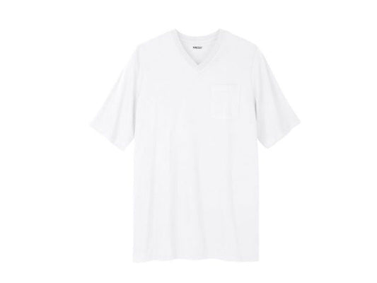 White Big & Tall V Neck Pocket T-Shirt PSM-4379