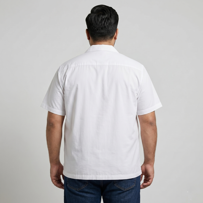 White Cuban Collar Half Sleeve Casual Shirt PSM-11207