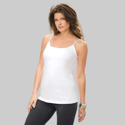 White plus size cami top with adjustable straps soft cotton camisole