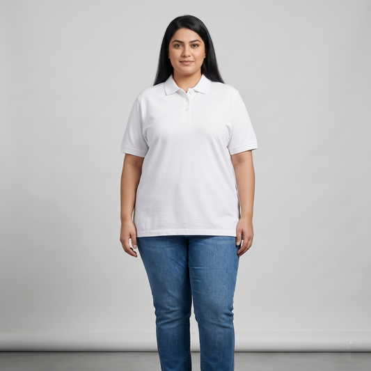 White Short Sleeve Polo T-Shirt PSW-7239