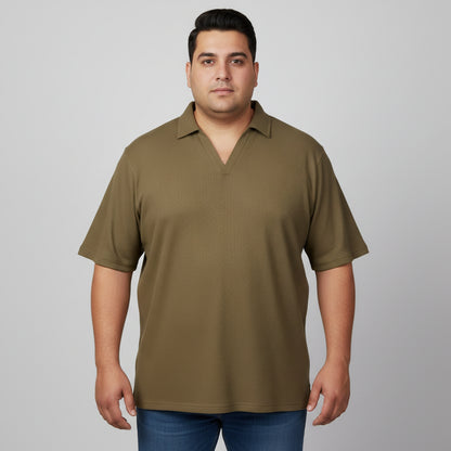 Olive Green Waffle Knit Thermal T-Shirt  PSM-11281