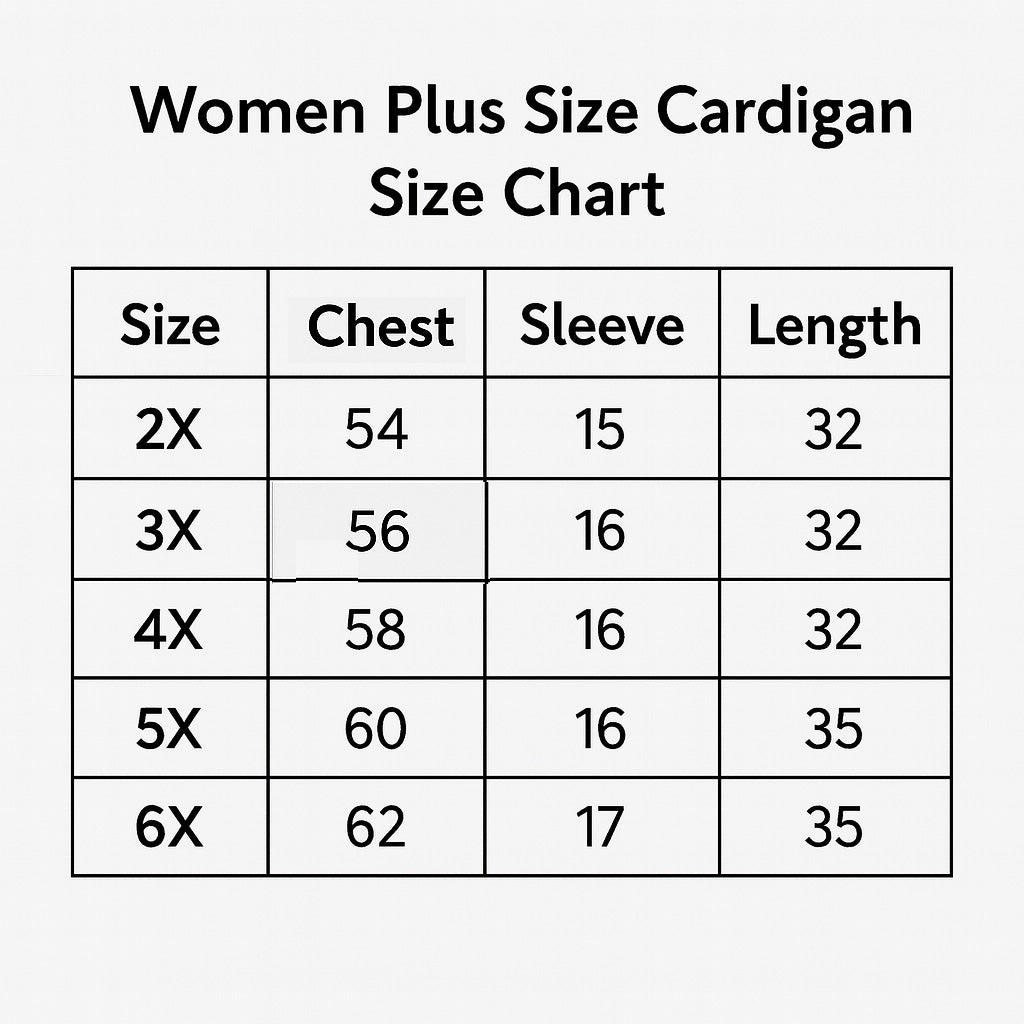 Size chart for Mocha Ombre Ribbed Knit Cardigan Sweater PSW-10393
