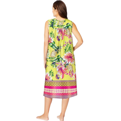 Yellow sleeveless lounger with bright hummingbird print and soft breathable fabric

