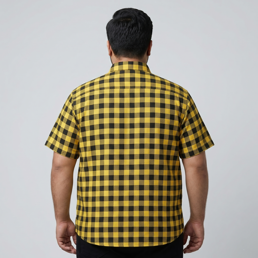 Yellow & Black Buffalo Half Sleeve Casual Shirt PSM-11183