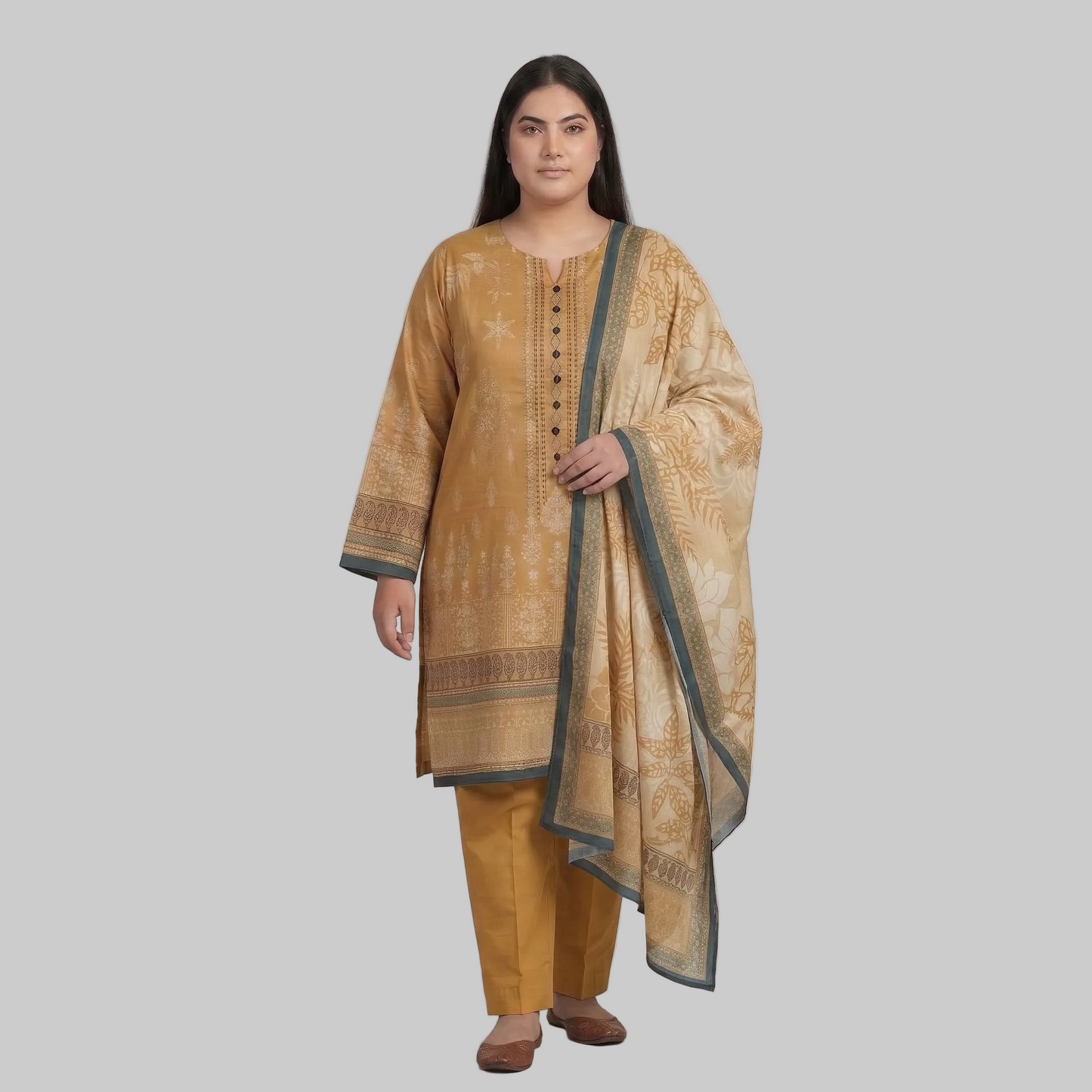 Zar Mustard Premium Lawn 3PC Suit PSW-10944