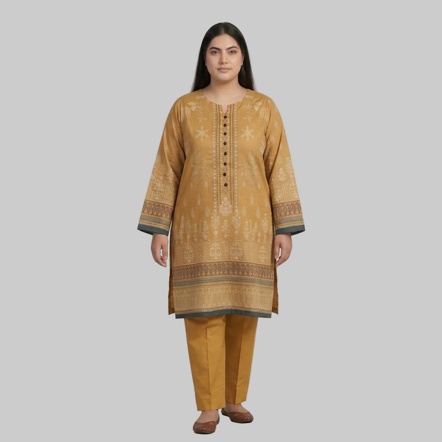 Zar Mustard Premium Lawn 3PC Suit PSW-10944