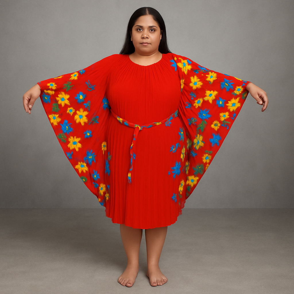 Floral Bloom Red Plus Size Kaftan-PSW-9414