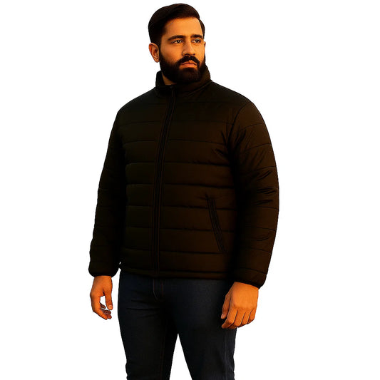 Black Plus Size Long Sleeve Puffer Jacket PSM-7536