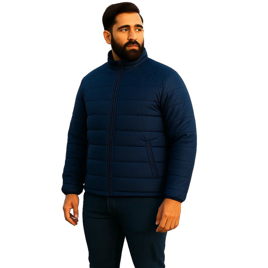 Navy Plus Size Long Sleeve Puffer Jacket PSM-7756