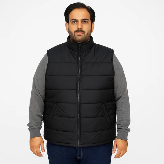 Black Big Size Sleeveless Puffer Jacket PSM-6126-8642