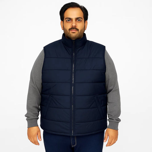 Navy Big Size Sleeveless Puffer Jacket PSM-6126-8644