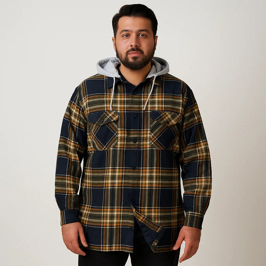 Black Plaid Without Hood Shirt Jacket PSM-6595