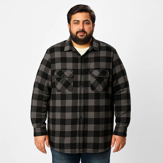 Black Buffalo Plaid Flannel Sherpa Lined Jacket PSM-6596