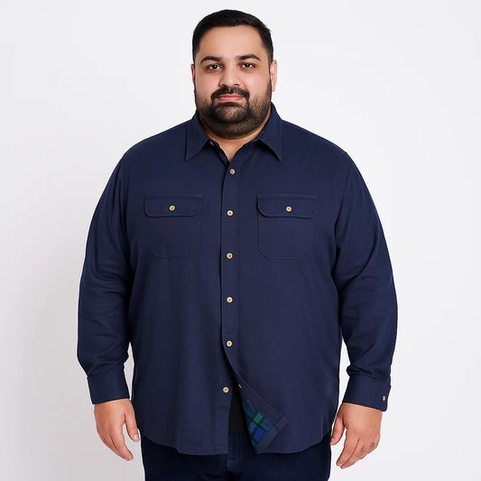 Navy Flannel-Lined Twill Shirt Jacket PSM-6628