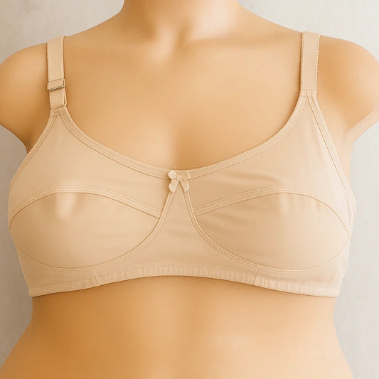 Plus Size Beige Seam Stripe Wireless Bra PSW-9760