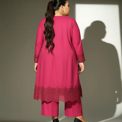Maroon Grace – Plus Size 3PC Embroidered Lawn Suit - PSW-9862