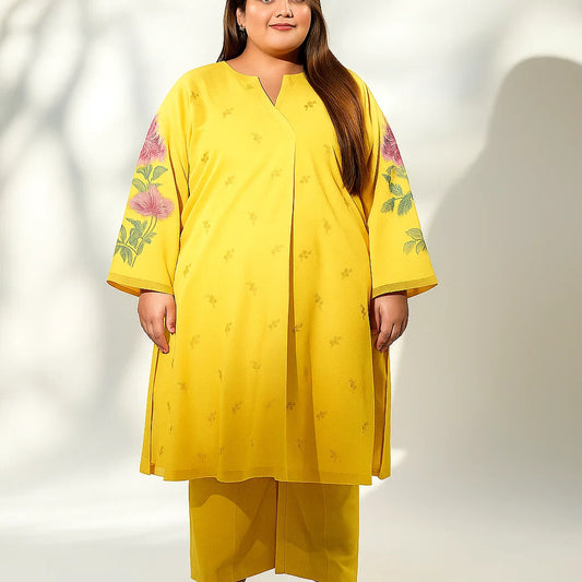 Sunshine Bloom – Plus Size 3PC Floral Stitched Suit (2XL–5XL)  – PSW-9868