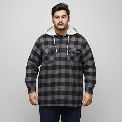 Black Buffalo Plaid Without Hood Shirt Jacket PSM-6588