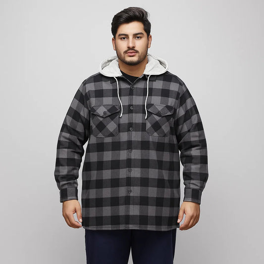 Black Buffalo Plaid Without Hood Shirt Jacket PSM-6588