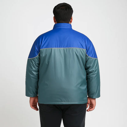 Blue Grey Plus Size Polyester Jacket PSM-7653