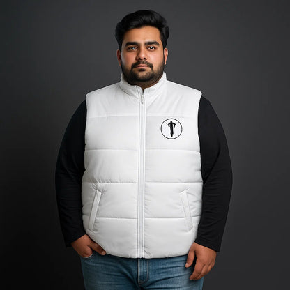 Bold Statement Sleeveless White Puffer Jacket PSM-8799