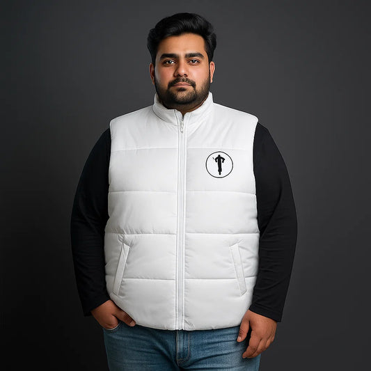 Bold Statement Sleeveless White Puffer Jacket PSM-8799