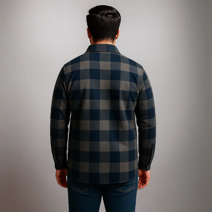 Navy Buffalo Check Without Hood Shirt Jacket PSM-7595