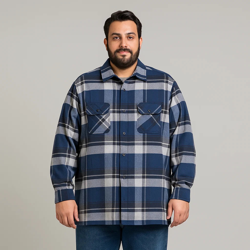 Random Plaid Color Flannel Big Size Quilted Shirt Jacket PSM-6296