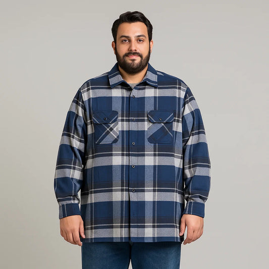 Random Plaid Color Flannel Big Size Quilted Shirt Jacket PSM-6296