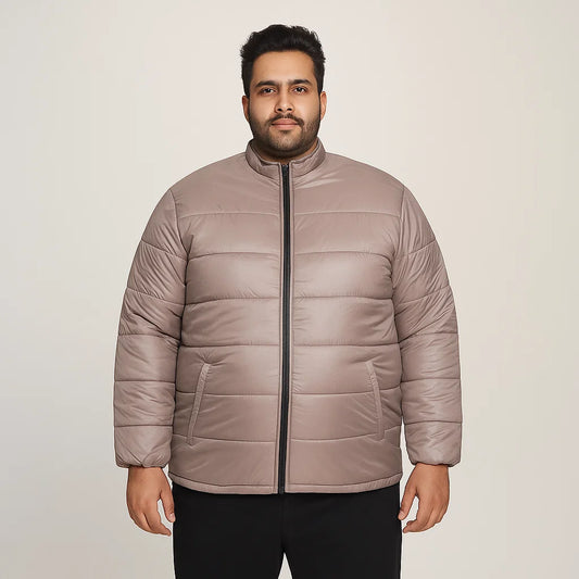 Mocha Mist Plus Size Long Sleeve Puffer Jacket PSM-8738
