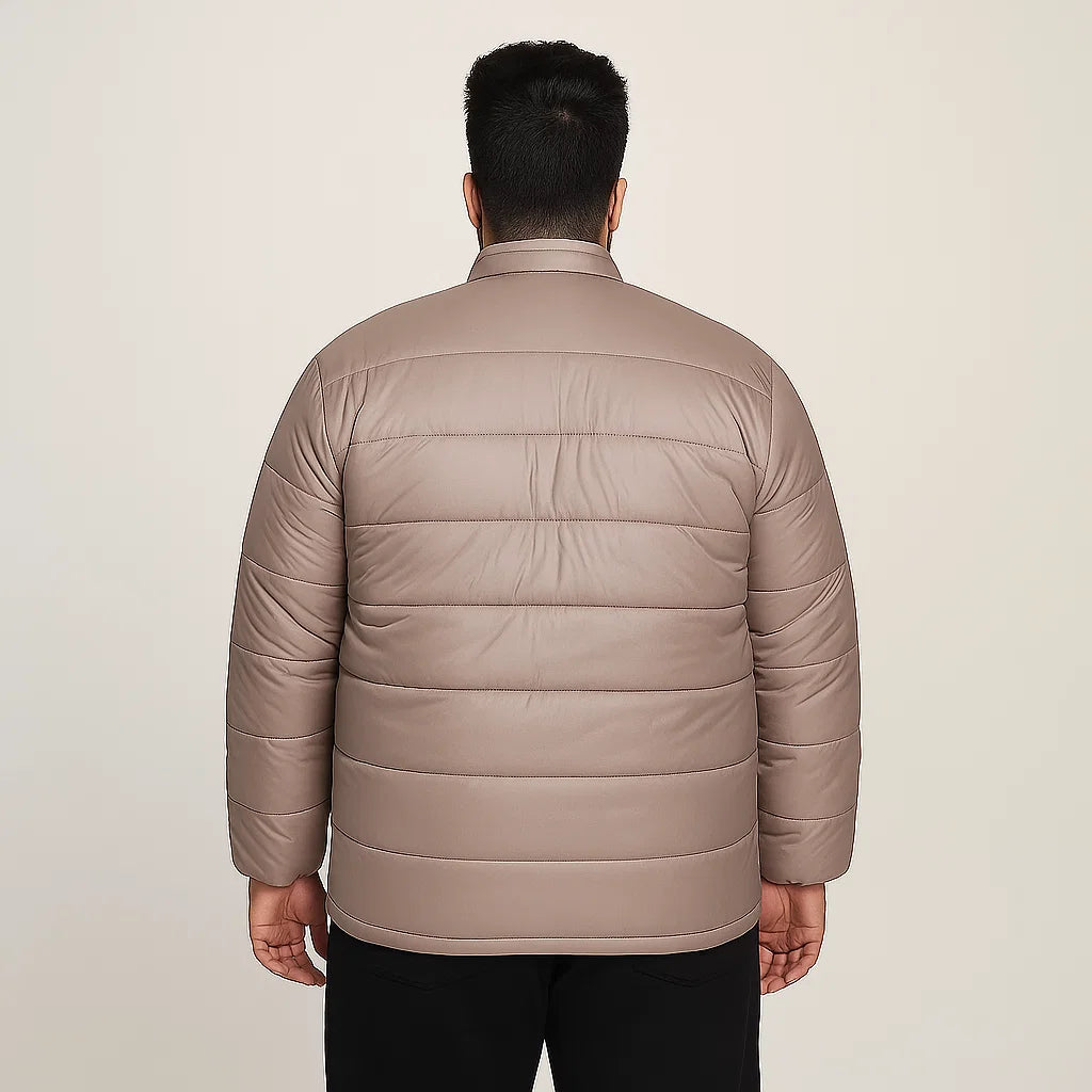 Mocha Mist Plus Size Long Sleeve Puffer Jacket PSM-8738