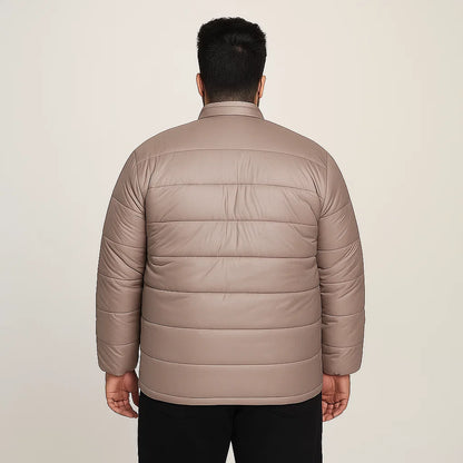 Mocha Mist Plus Size Long Sleeve Puffer Jacket PSM-8738