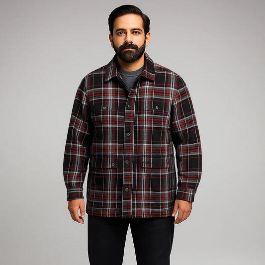 Black Plaid Renegade Shirt Zipper Jacket PSM-6579