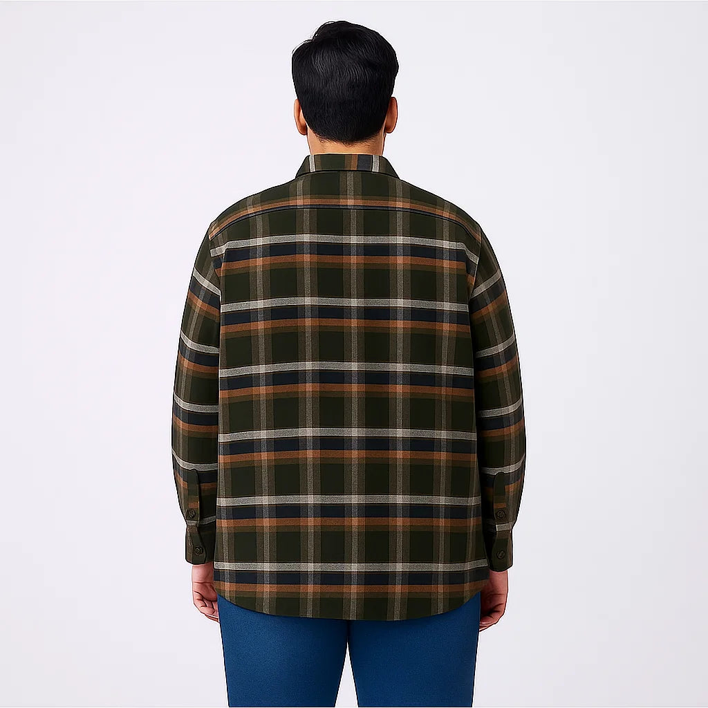Forest Green Plaid Fleece-Lined Flannel Shirt Jacket PSM-6581