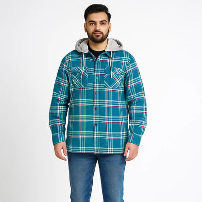 Sea Green Plaid Without Hood Shirt Jacket PSM-6630
