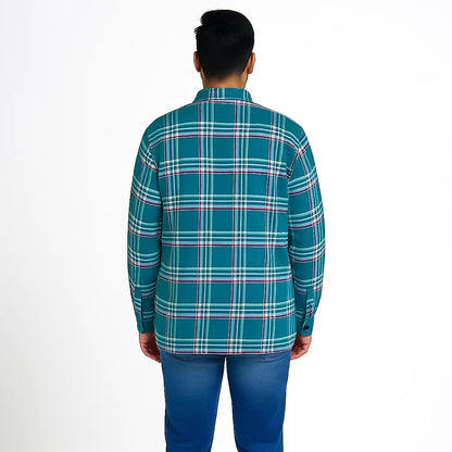 Sea Green Plaid Without Hood Shirt Jacket PSM-6630