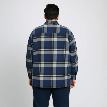 Navy Plaid Fleece-Lined Flannel Shirt Jacket PSM-6597
