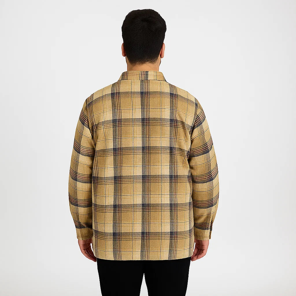 Dark Khaki Plaid Without Hood Shirt Jacket PSM-6590