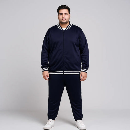 Athleisure Edge Navy Plus-Size Tracksuit PSM-8806