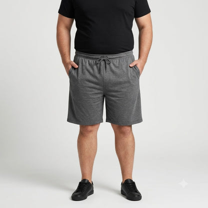 Charcoal Gray Elastic Waist Jersey Shorts PSM-11340