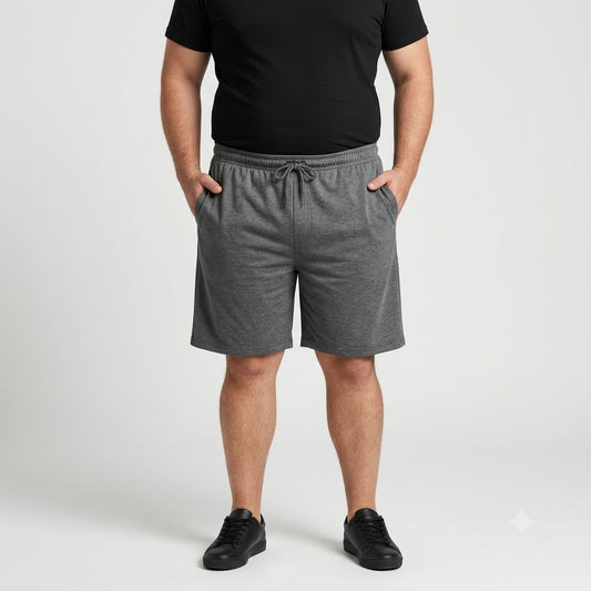 Charcoal Gray Elastic Waist Jersey Shorts PSM-11340