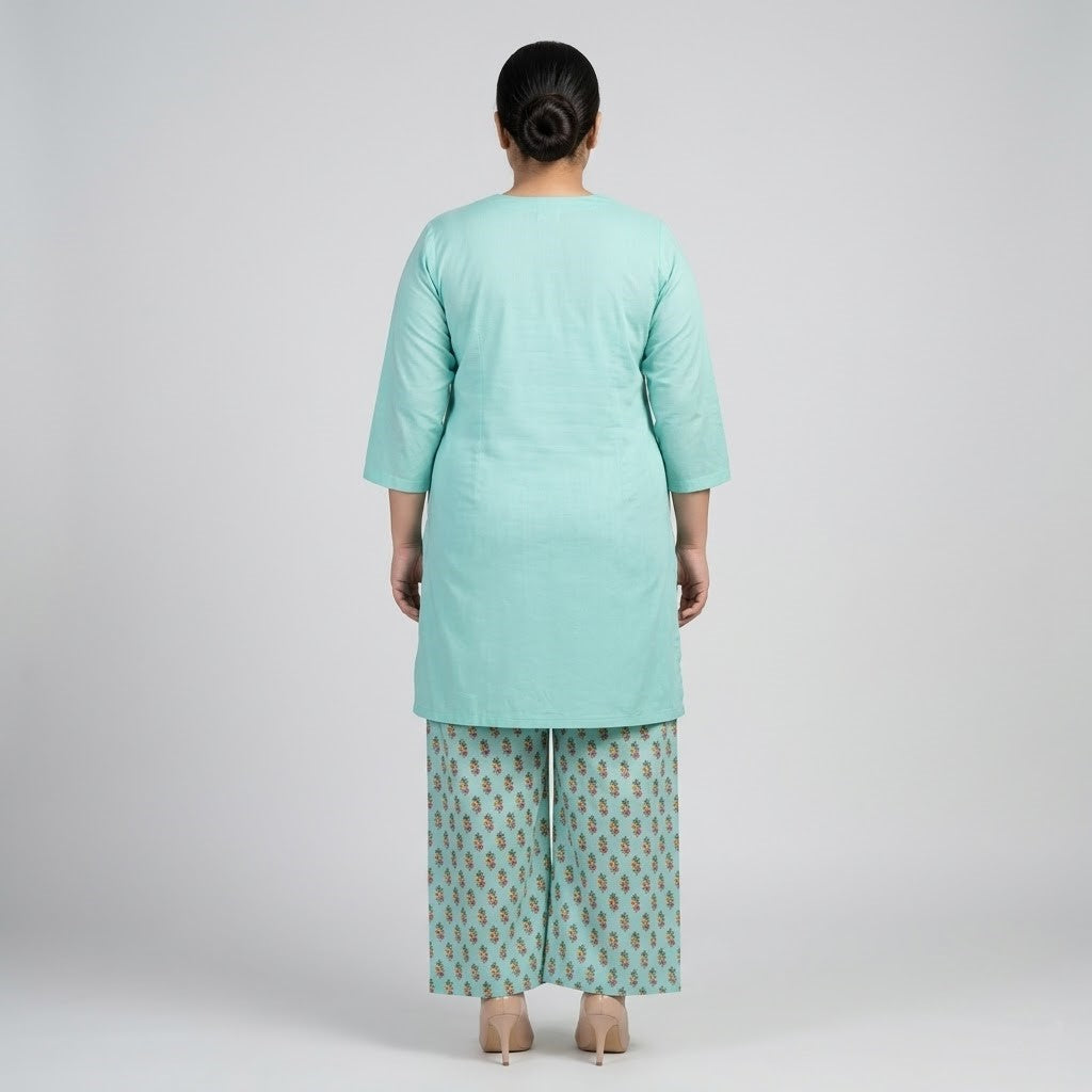 Aqua Blue Chikankari Lawn Co-Ord Set PSW-11543