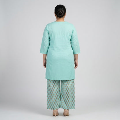 Aqua Blue Chikankari Lawn Co-Ord Set PSW-11543
