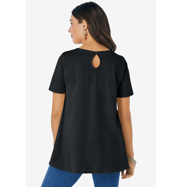 Black Ultimate Tee with Keyhole Back PSW-9133