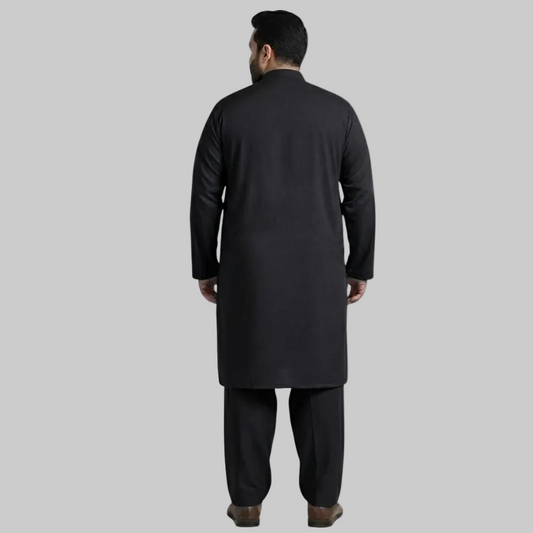 Black Premium Wash & Wear Plus Size Kurta Shalwar PSM-10852