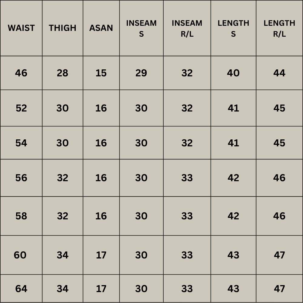 Size chart for Classic Black Cotton Jeans PSM-11770